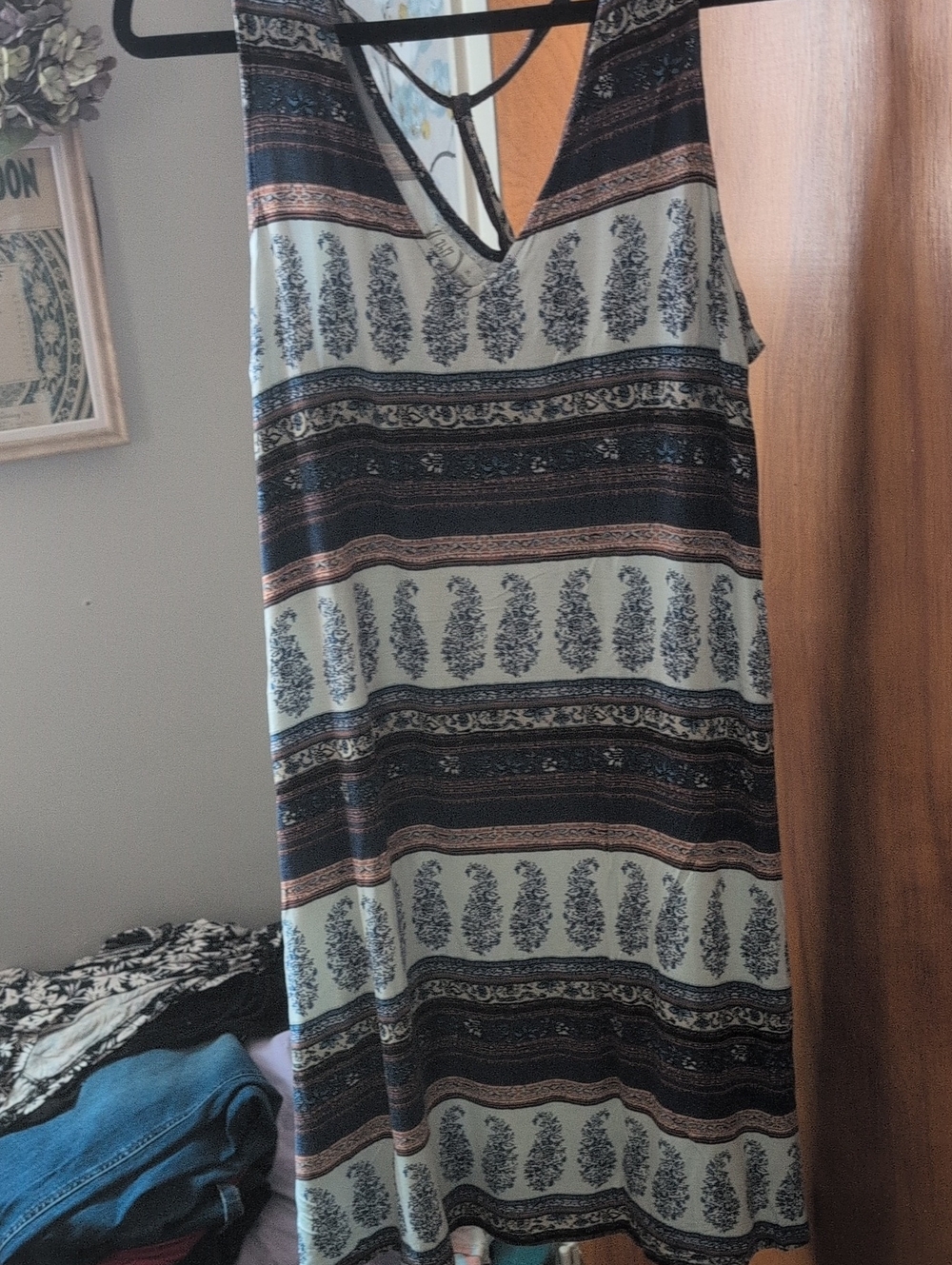 Maurices Cream and Black Patterned Maxi Dress